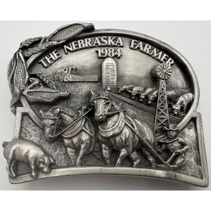 1984 Nebraska Farmer Limited Edition Pewter Belt Buckle #2063/2500
